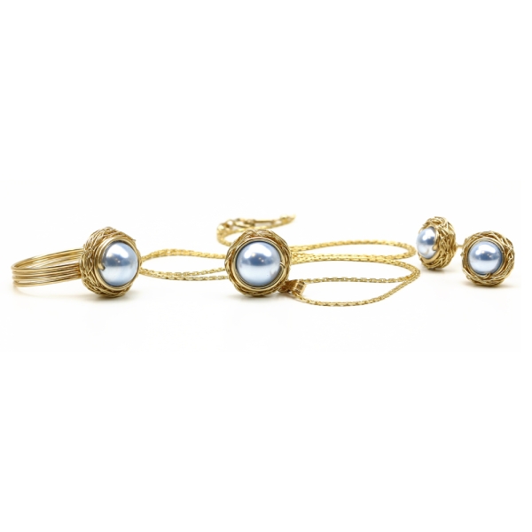 Sweet Blue Sky set - pendant, earrings and ring