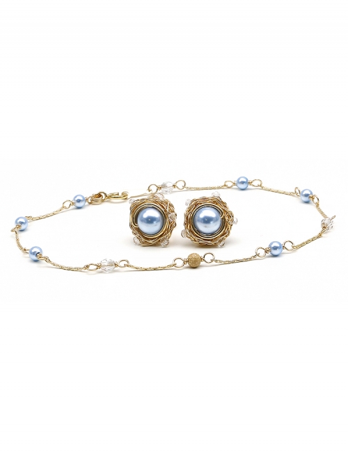 Set bracelet and stud earrings by Ichiban - Blue Sky