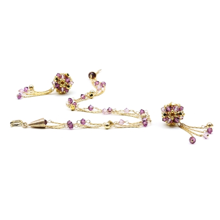 Bracelet and stud earrings with pendulum Ichiban - Spring Mood Amethyst